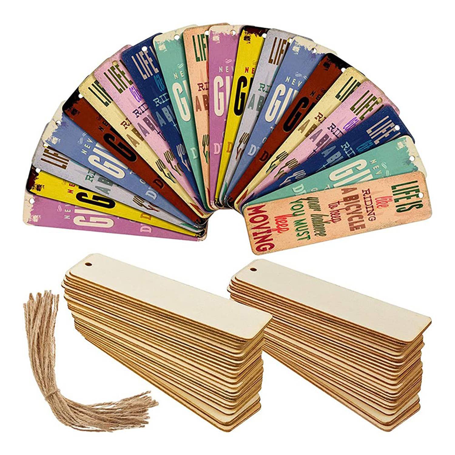 20pcs DIY Custom Wooden Blank Bookmark Decoration 1