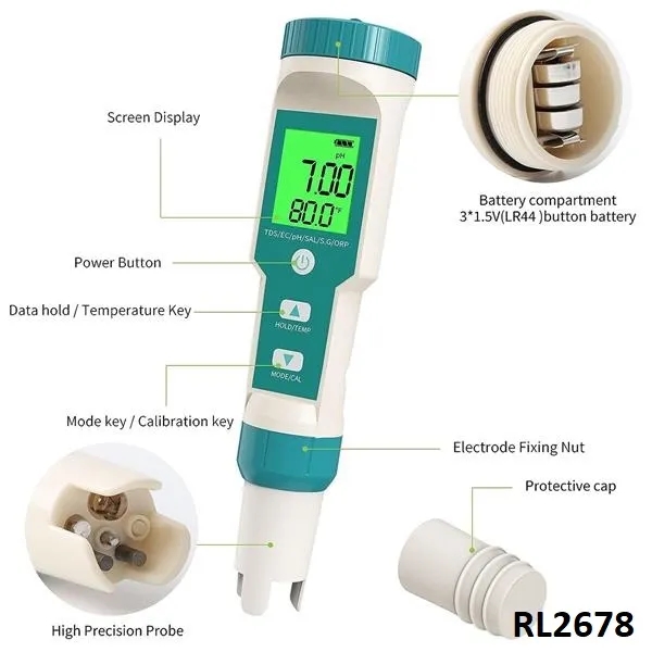 5 in 1 Portable High Precision Water Quality Purity Tester 2