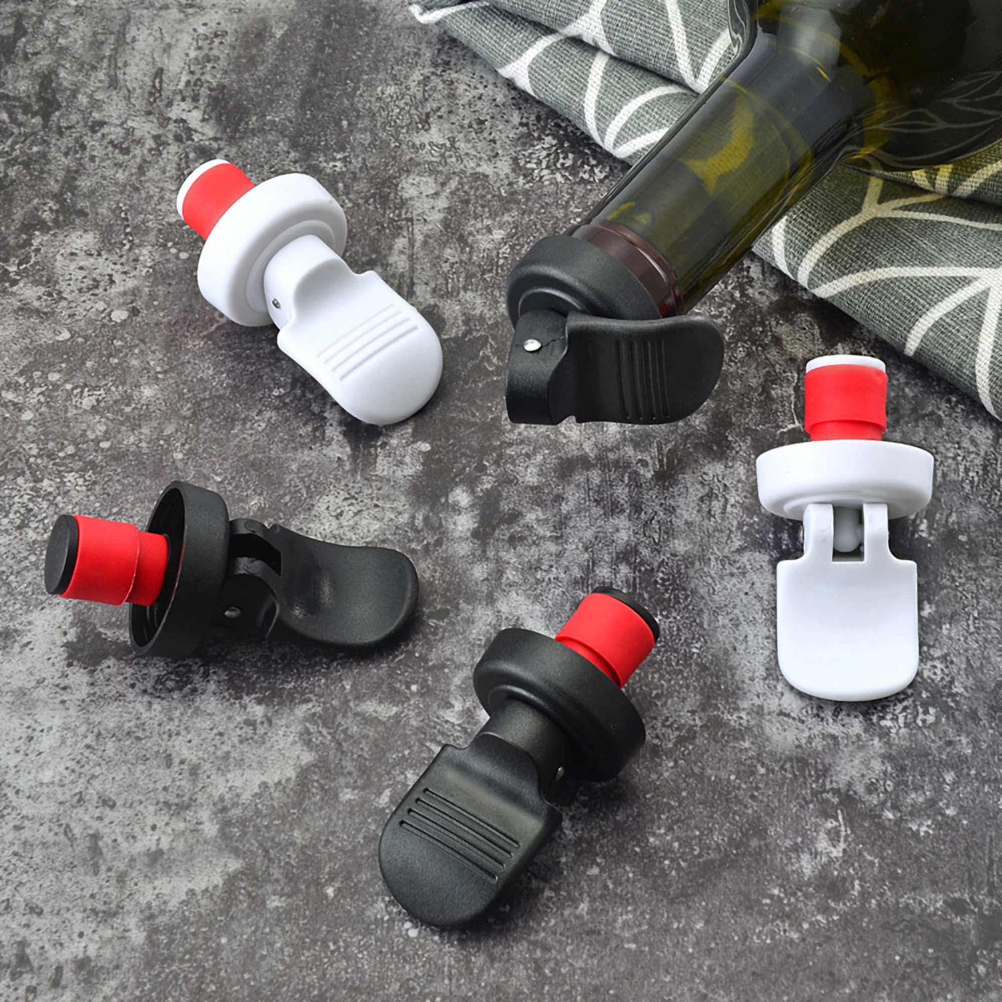 Plastic Wine Bottle Press Vacuum Stoppers 5