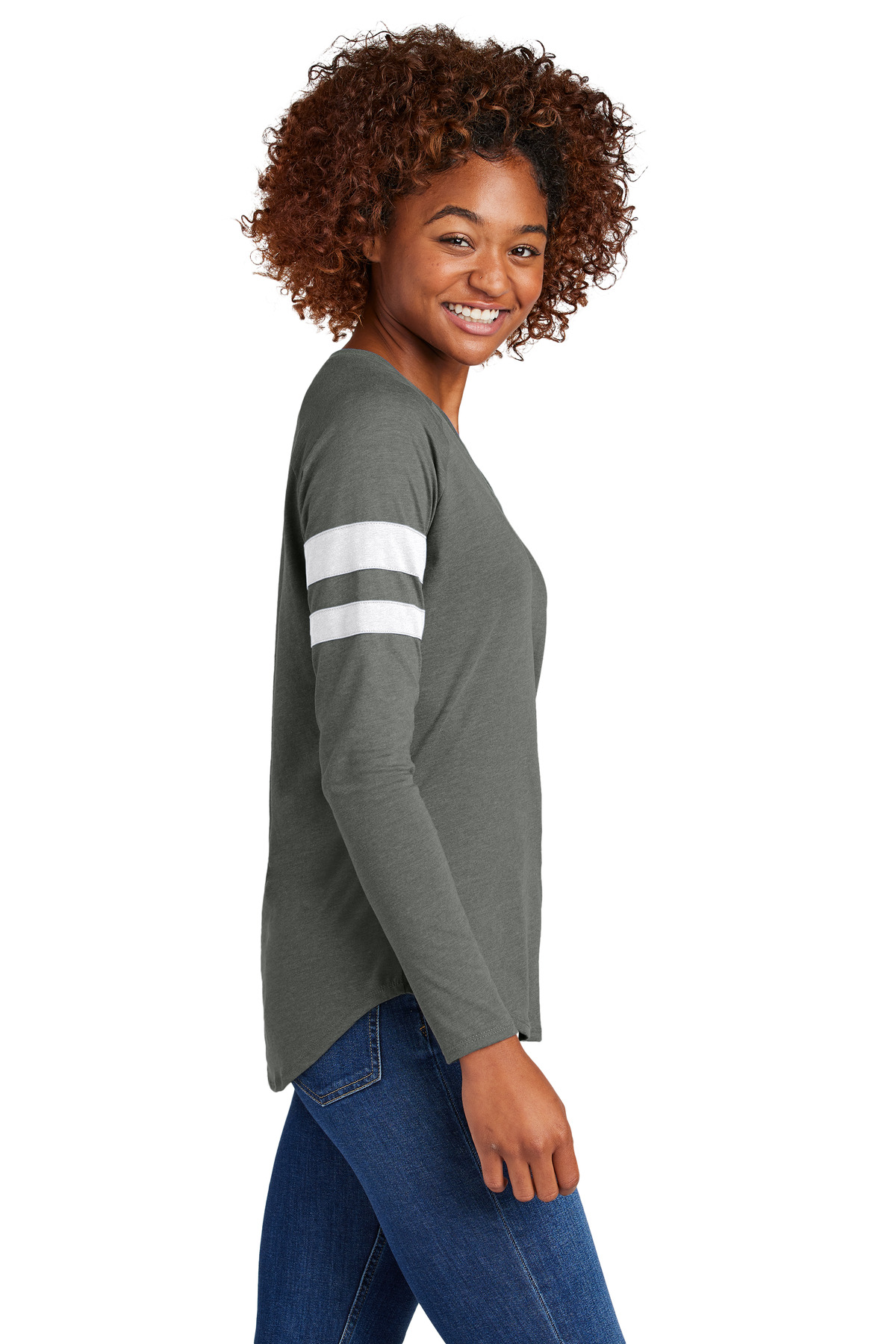 Sport-Tek Women's Halftime Stripe Long Sleeve V-Neck Tee LST6043 23