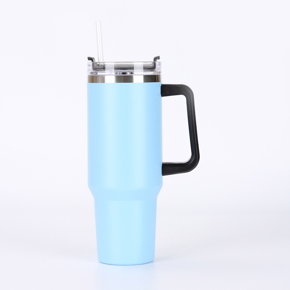 30OZ Double Walls Stainless Steel Auto Tumbler With Straw And Handle 8