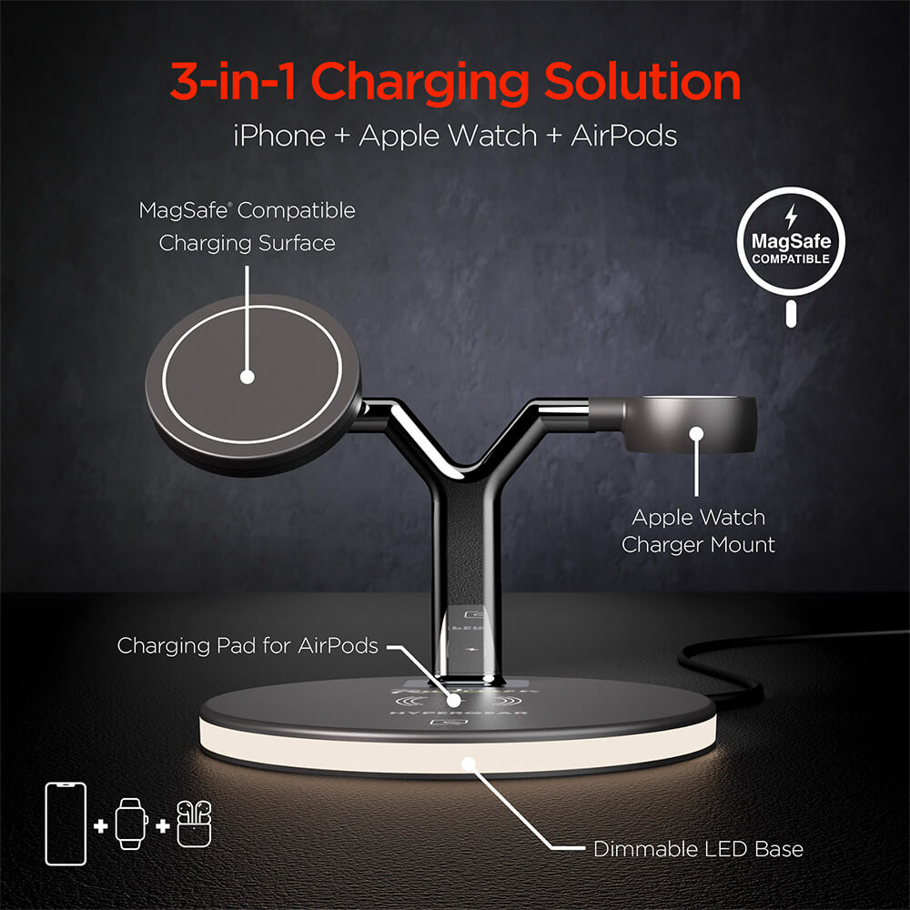 HyperGear MaxCharge 3-in-1 MagSafe Wireless Charging Stand 3