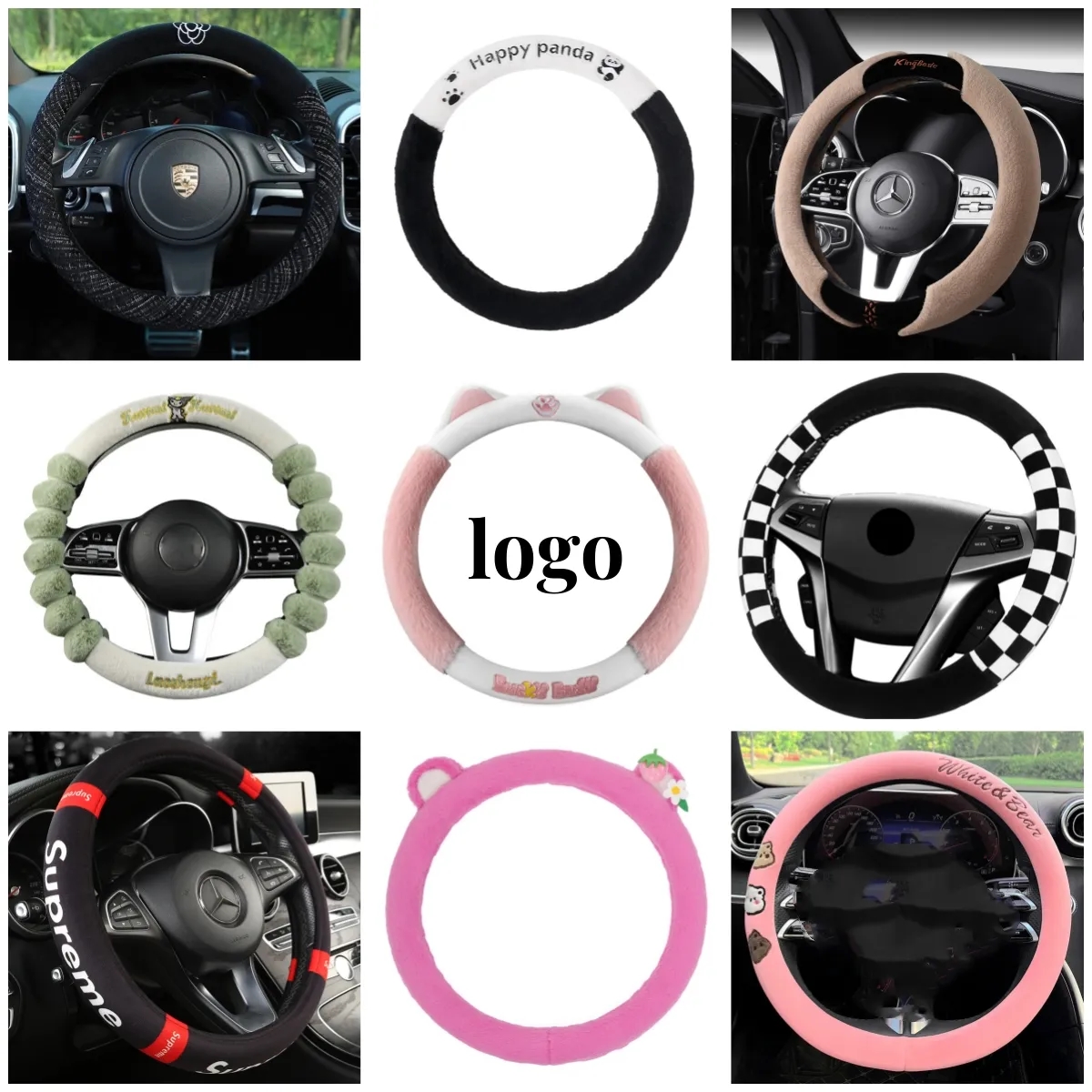 Soft Faux Wool Winter Car Stretch-On Steering Wheel Cover 5
