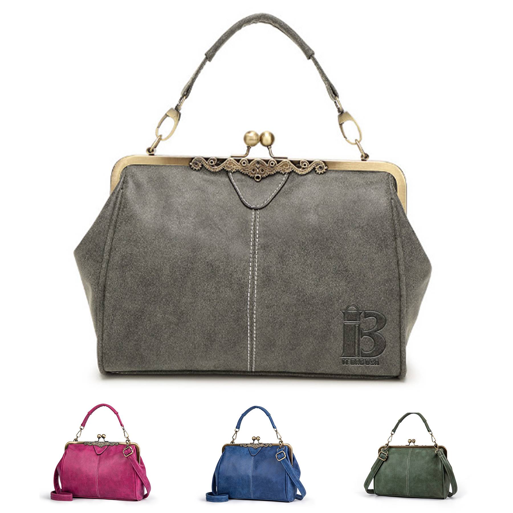 PU Leather Matte British Vintage Messenger Tote Bag 7