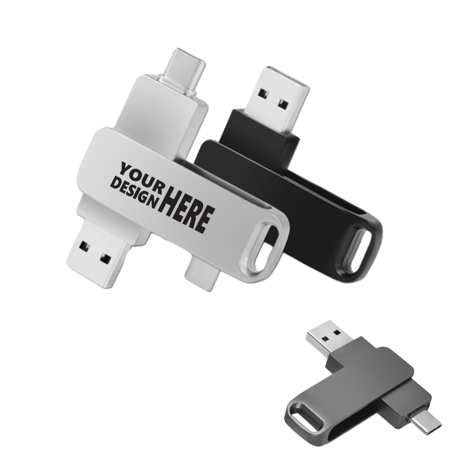 Convenient Metal Portable Dual Interface USB Flash Drive 2