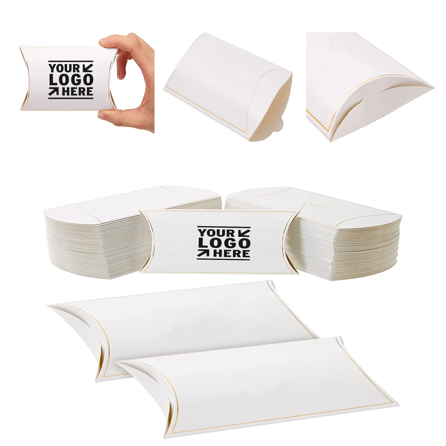 5.2 x 3.2 Inch Wedding Favor Pillow Boxes with 1 Roll Jute String 2