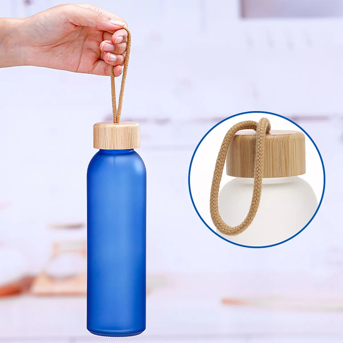 17oz Glasses Water Bottle with Bamboo Lid 3