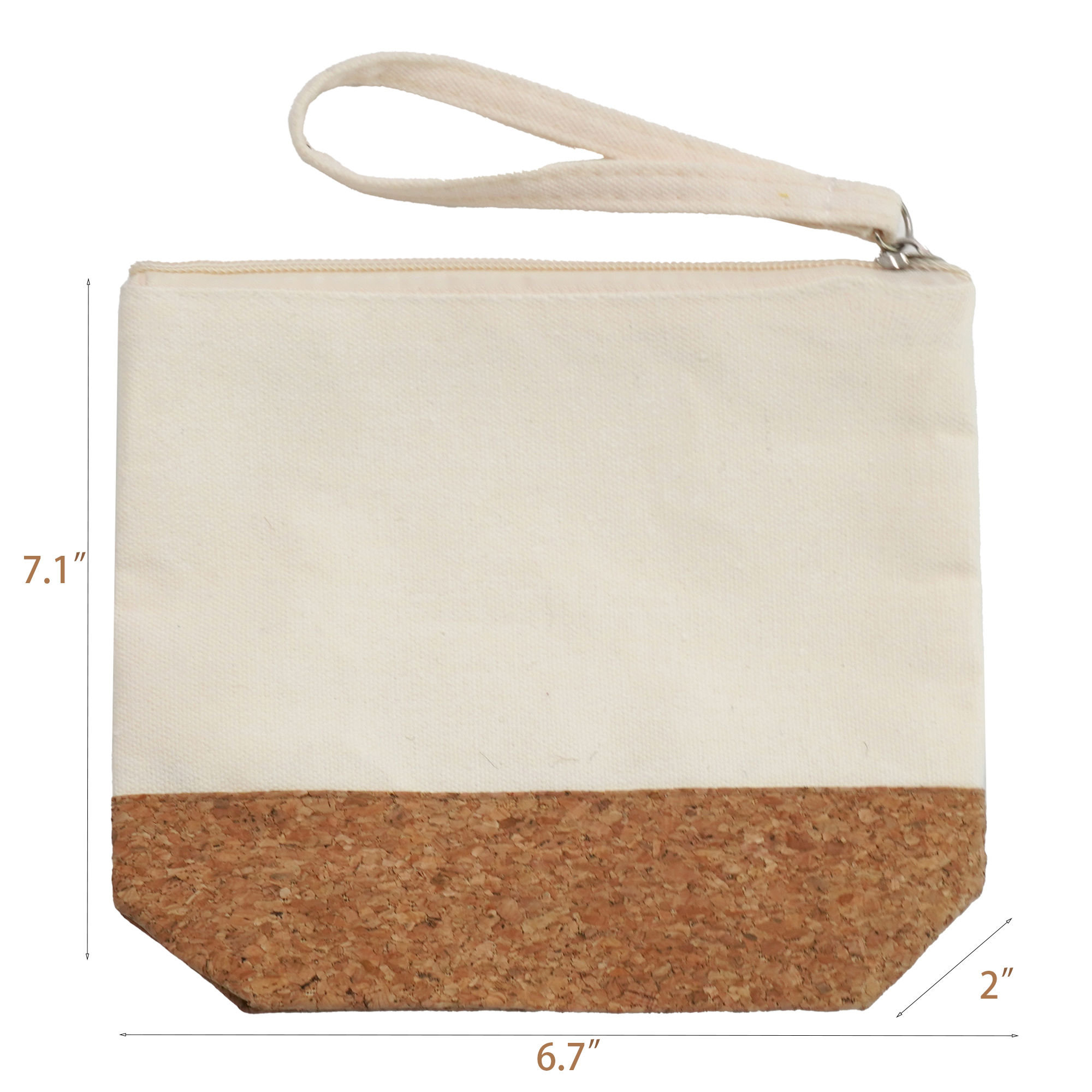 Natural Cork Accent Canvas Makeup Bag Travel Toiletry Pouch 2