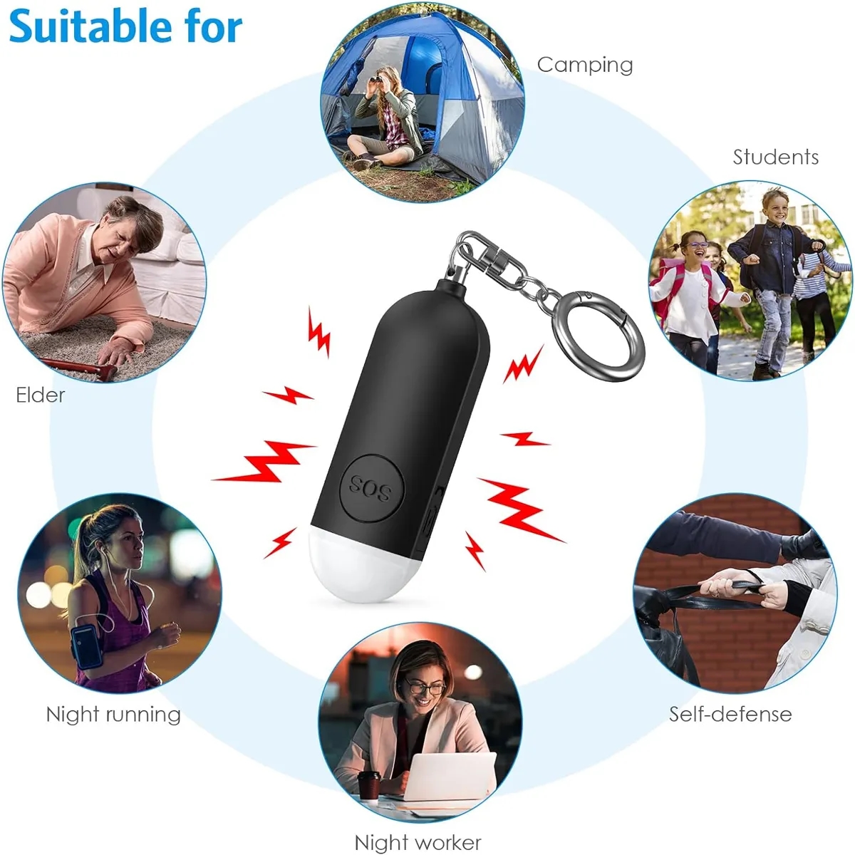 130dB Loud Personal Alarm With LED Flashlight 3