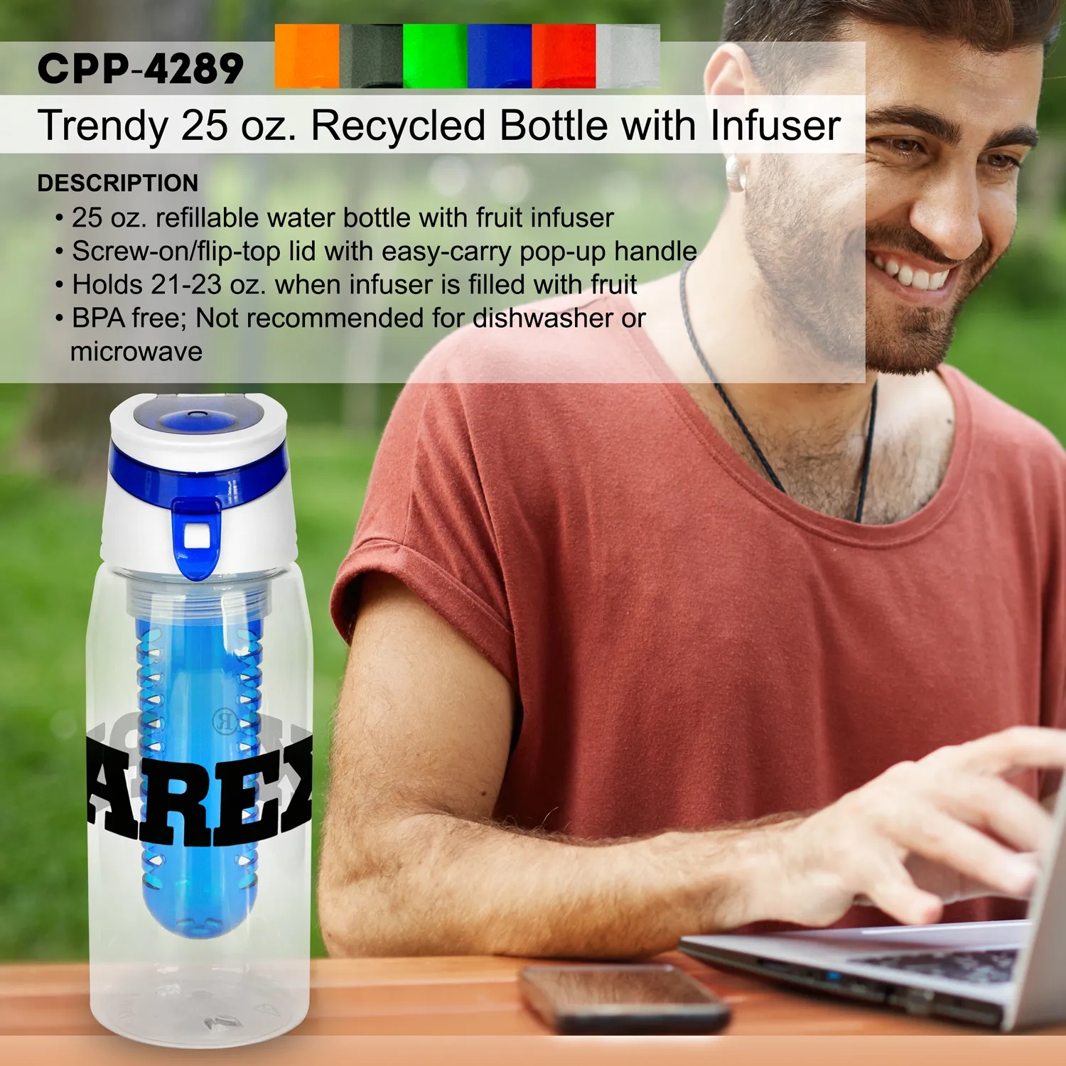 Trendy 25 oz. Recycled Bottle with Infuser 16