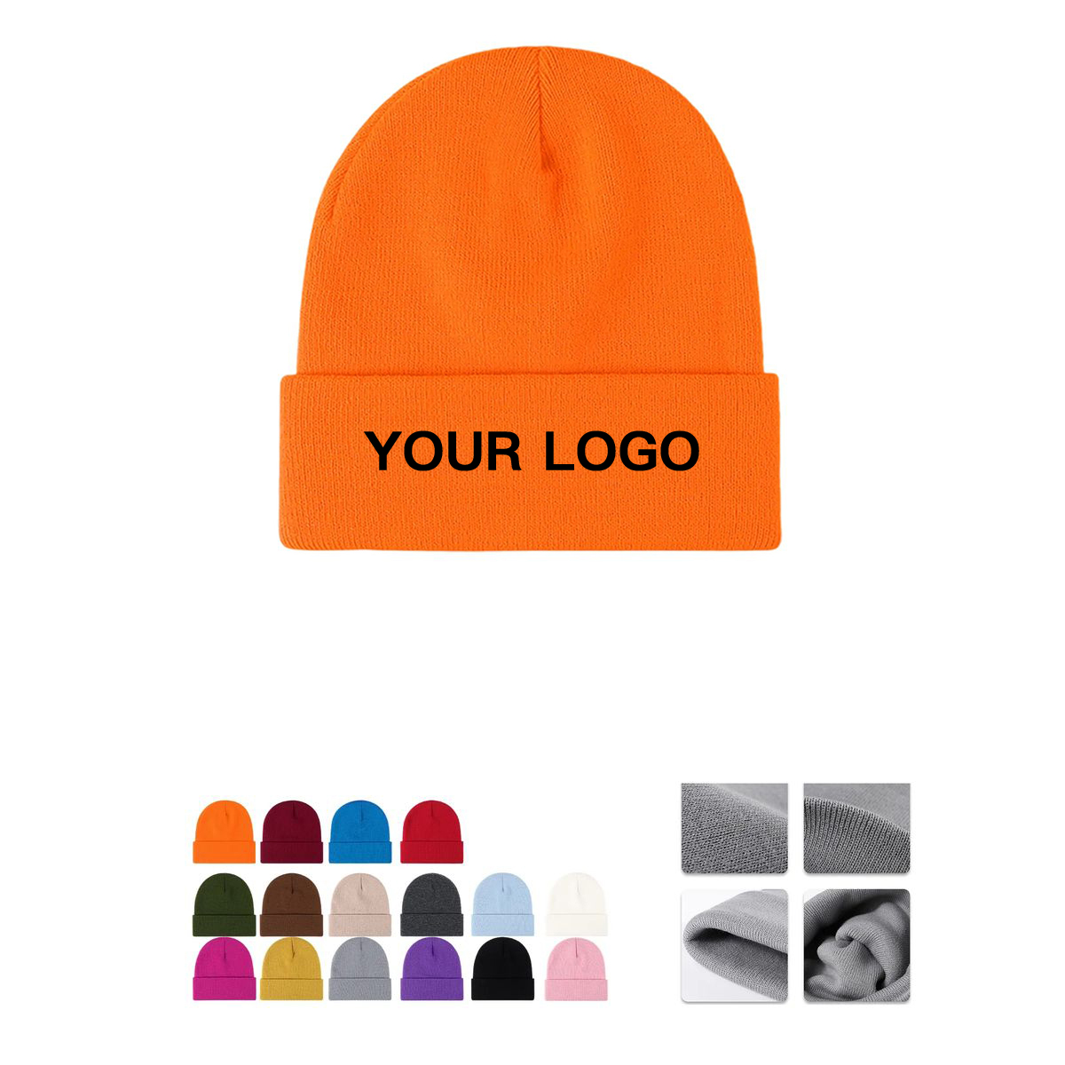 Warm Knit Cap with Embroidered Logo Area 11