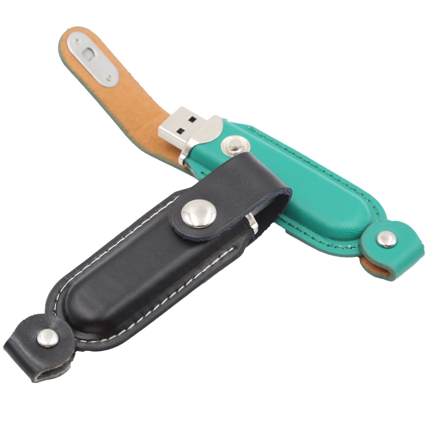 Leather USB Drive with Snap Fastener and Keyloop 4