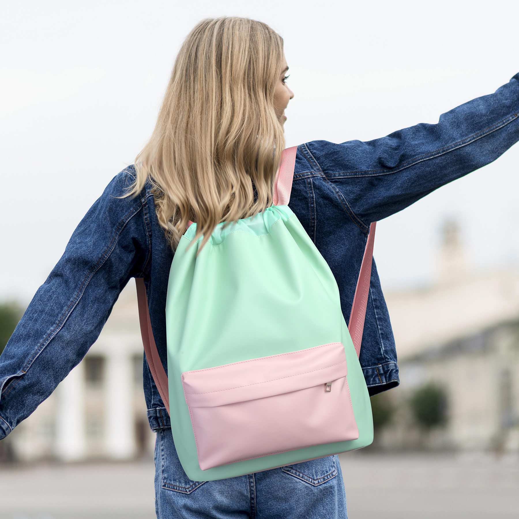 Functional Leather Drawstring Backpack 4
