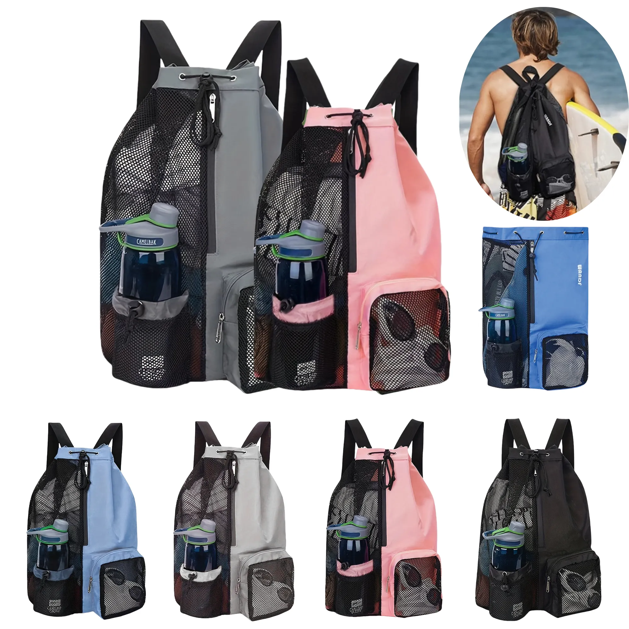 Two Tone Sport Drawstring Backpack