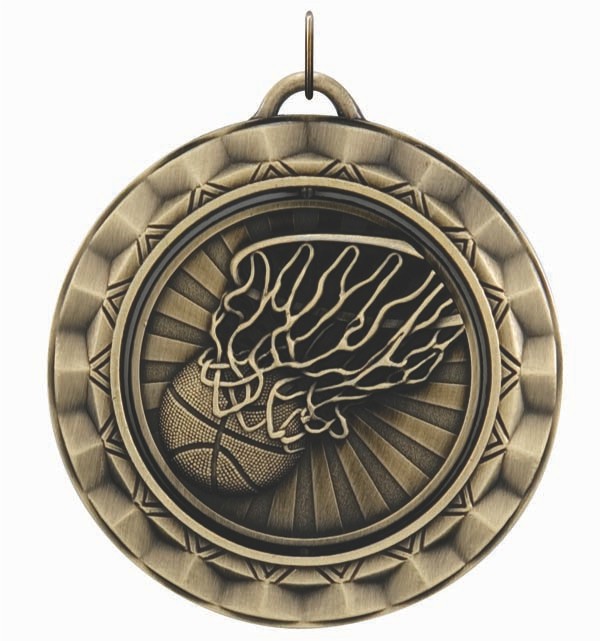 Basketball Spinner Medal, 2 5/16" 2