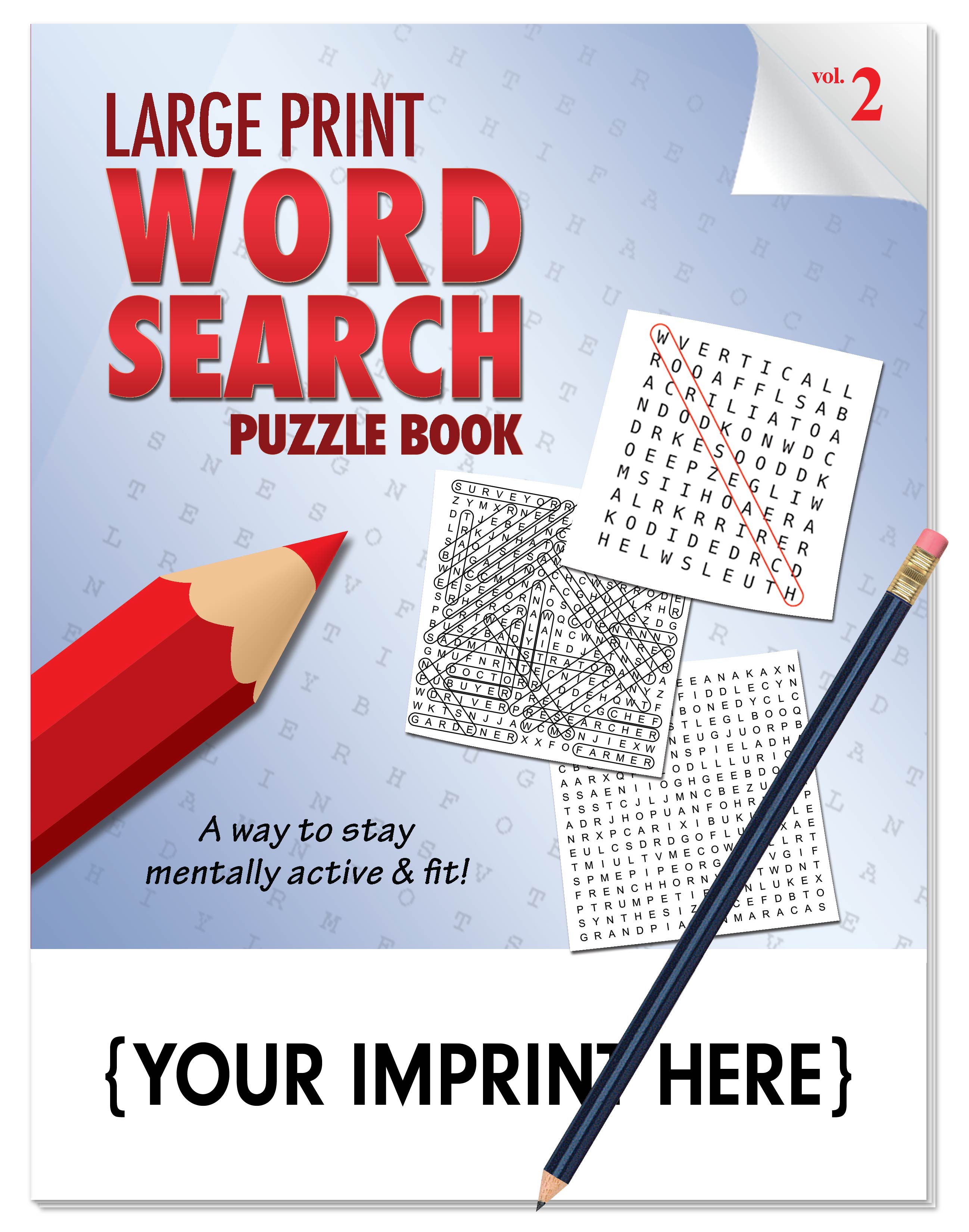 PUZZLE PACK - LARGE PRINT Word Search Puzzle Book - Volume 2 with pencil 3