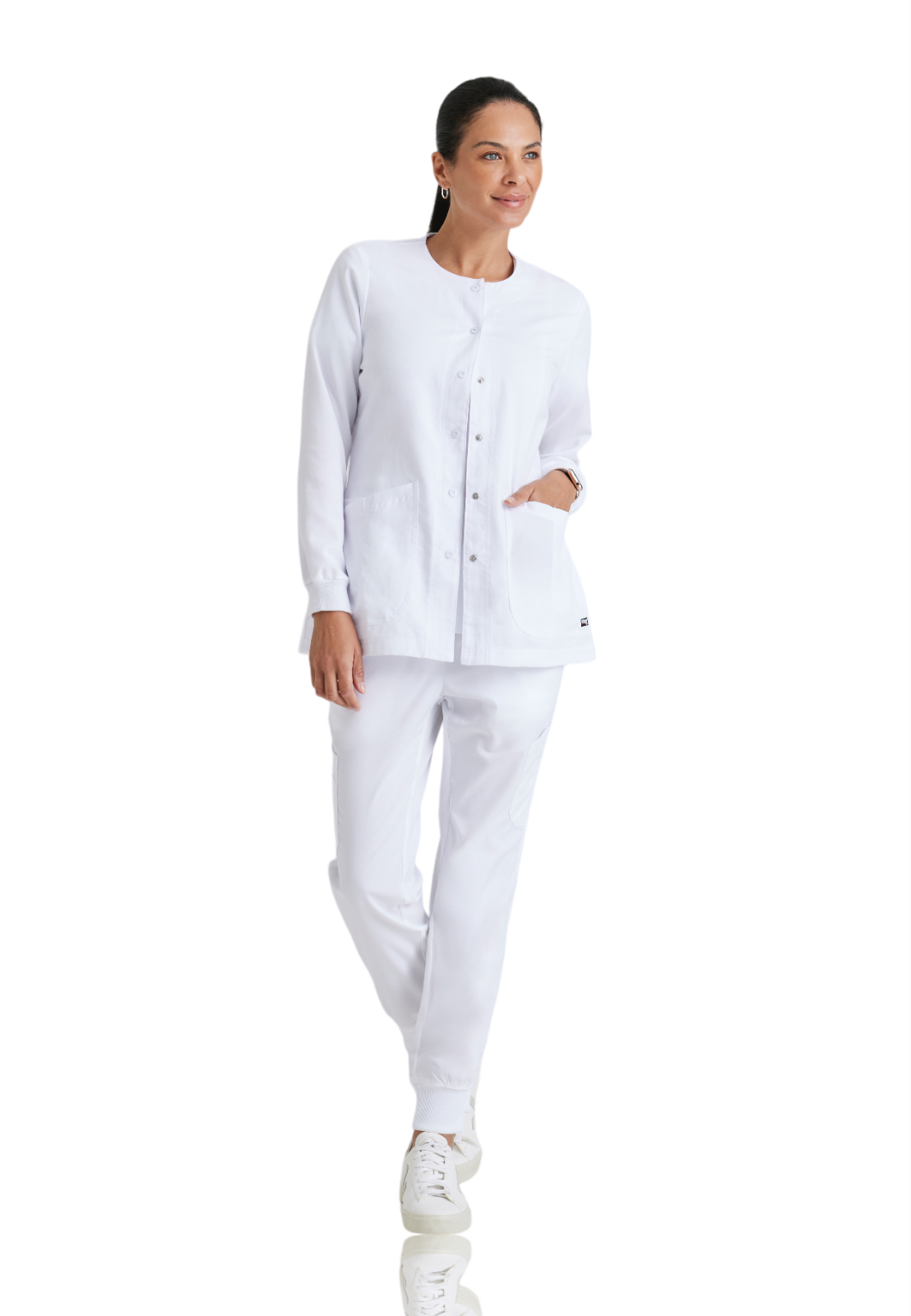 Grey's Anatomy - Classic - Women's Four-Pocket Snap Front Jamie Warm Up Scrub Jacket 3