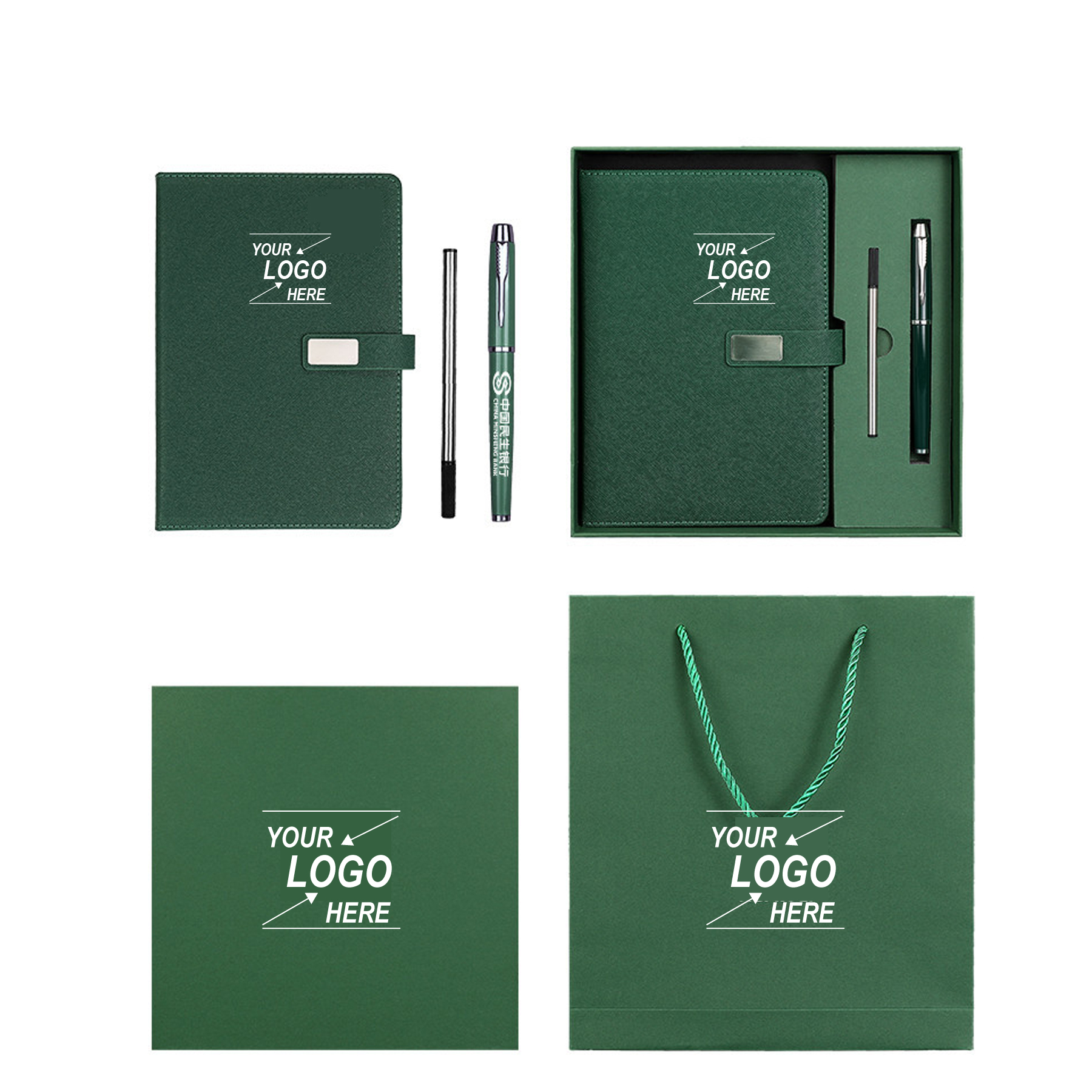 Leather A5 Lined Notebook with Pen Set 4
