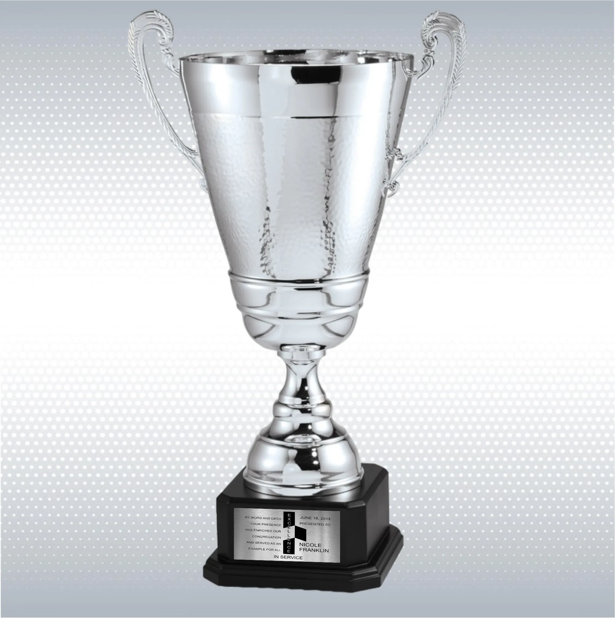 Gold or Silver Assembled Metal Cup Trophy On Wood Base 4