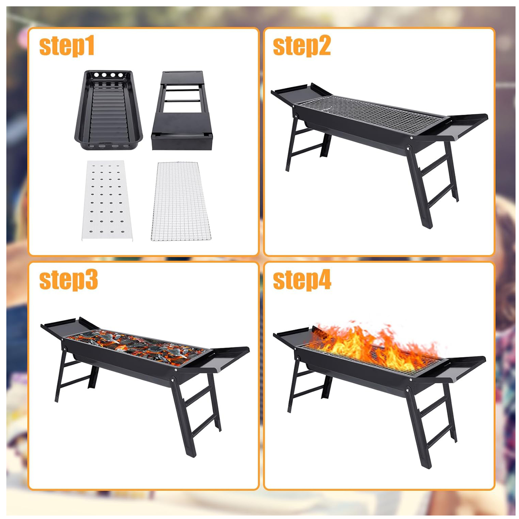 Portable Folding Charcoal BBQ Grill 5