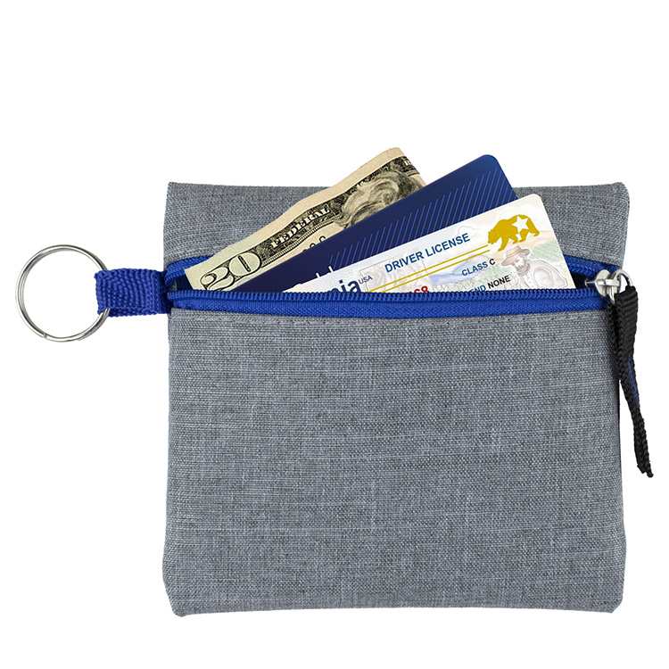 4-1/2" W x 4-1/2" H "CAPRI" Heathered Gray Zipper Pouch 15