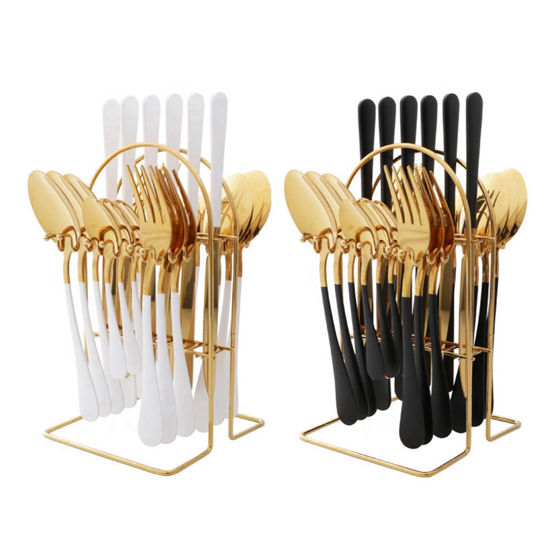 24 Piece Gold Silverware Flatware Cutlery Set With Stand 11