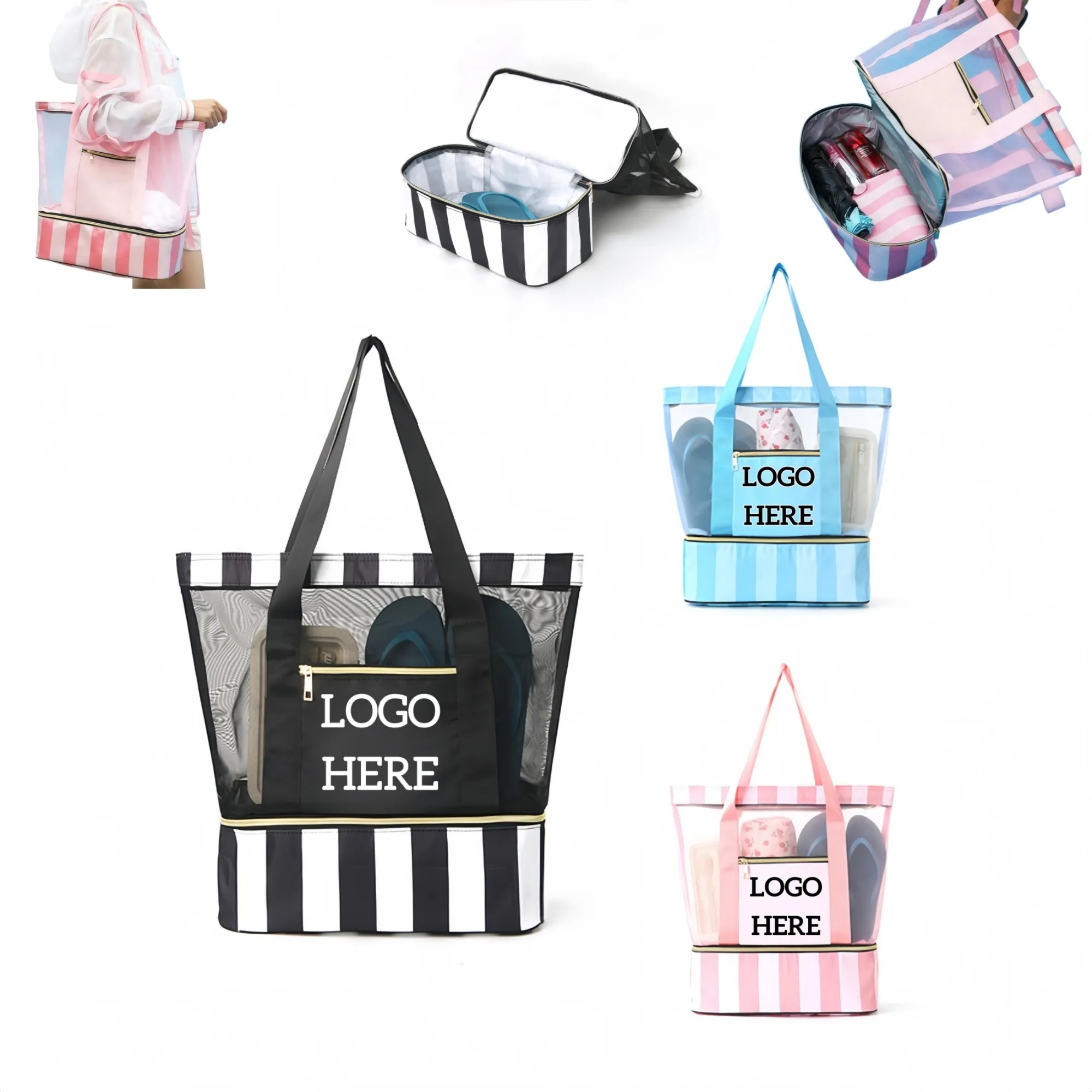 Double Compartment Beach Tote Bag 4