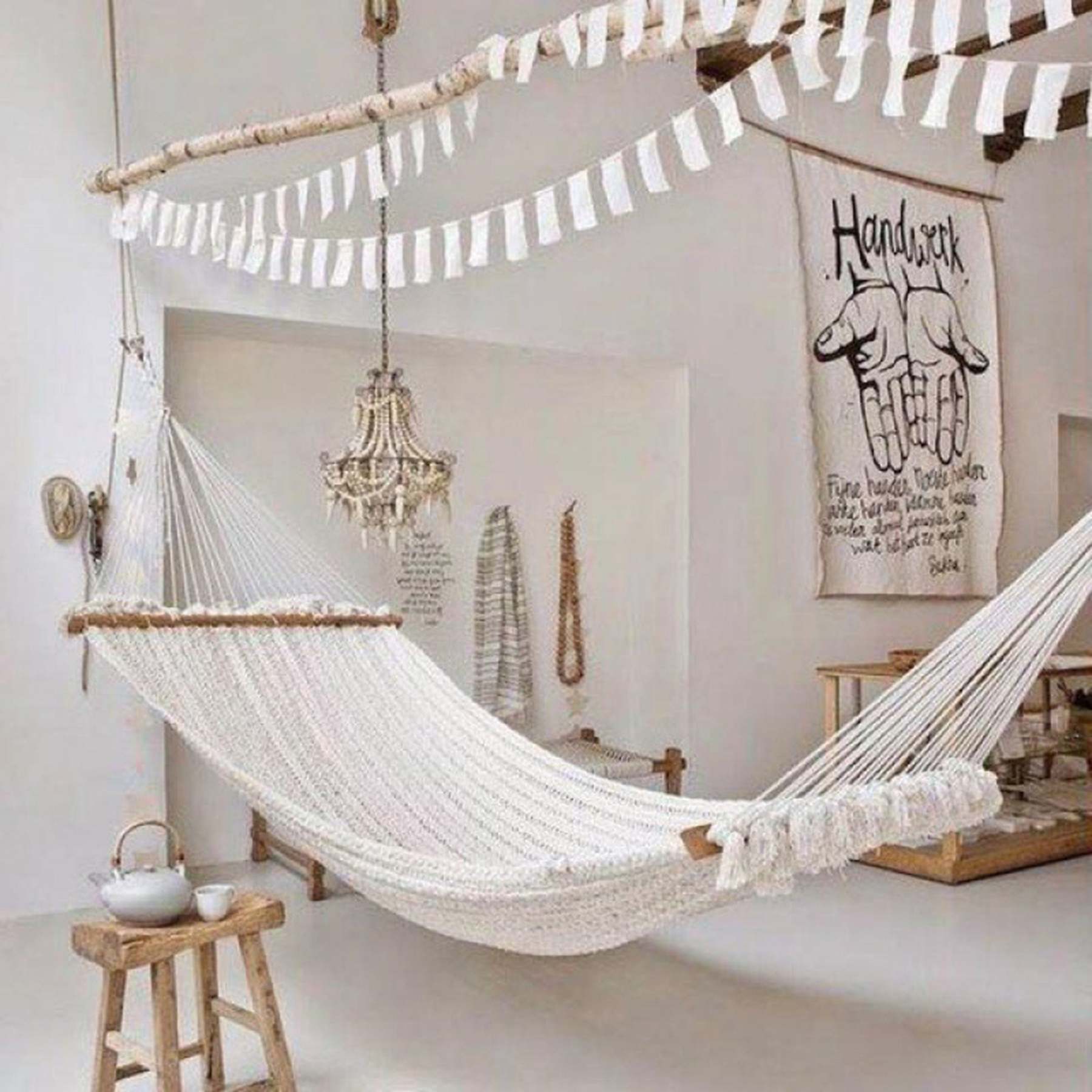 Single Cotton Rope Hammock 2