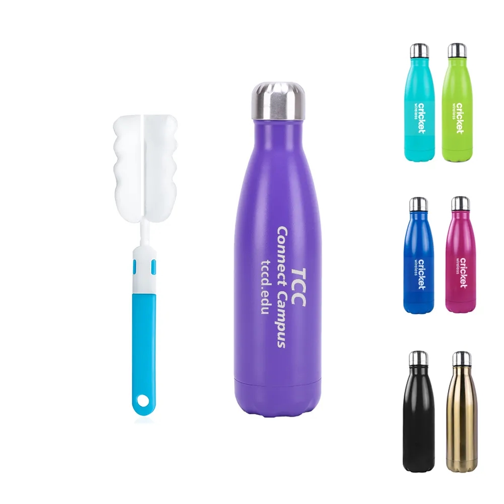 17 oz Stainless Steel Insulated Water Bottle with Sponge Bru 2