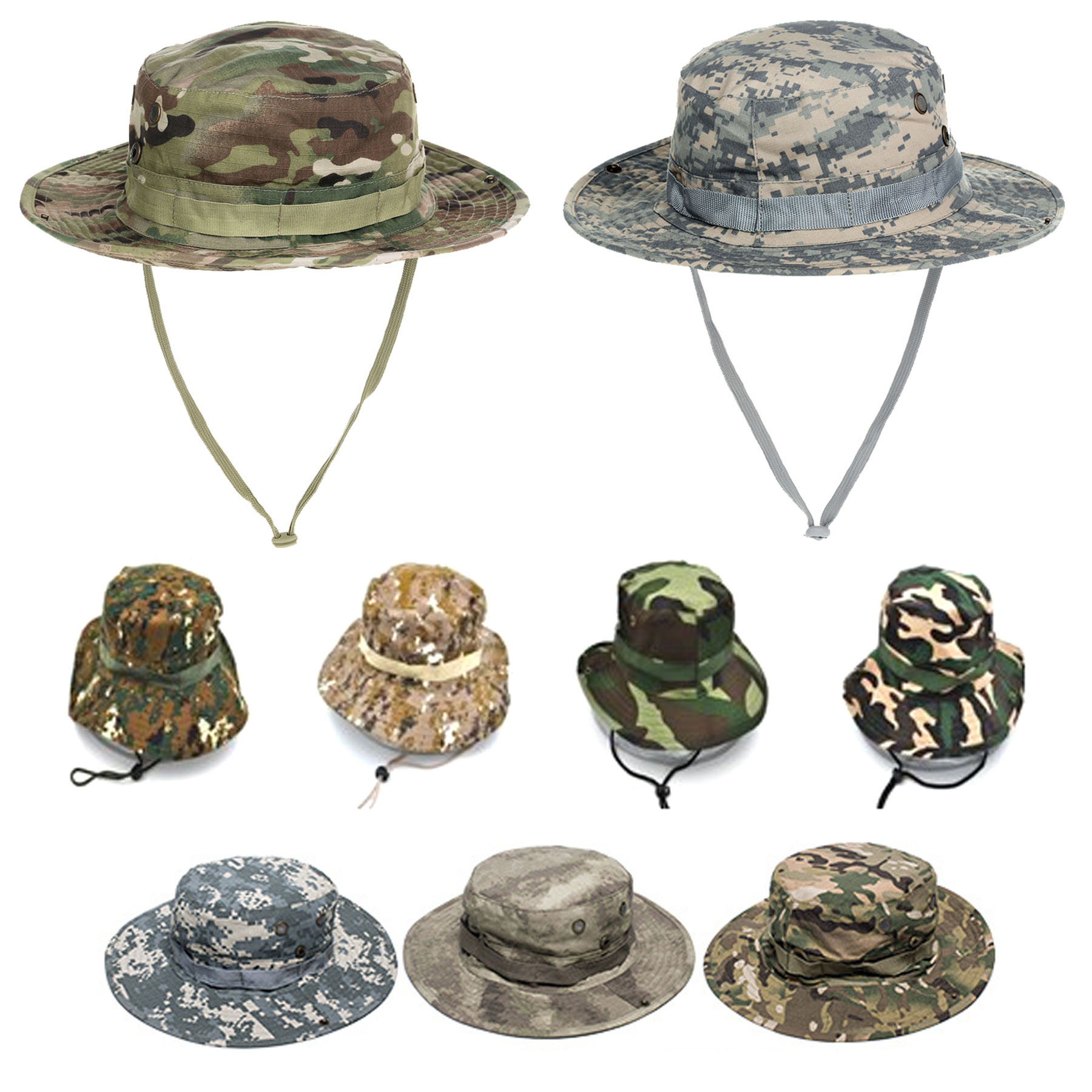 Camouflage Cowboy Fisherman Dual Style Bucket Hat 1