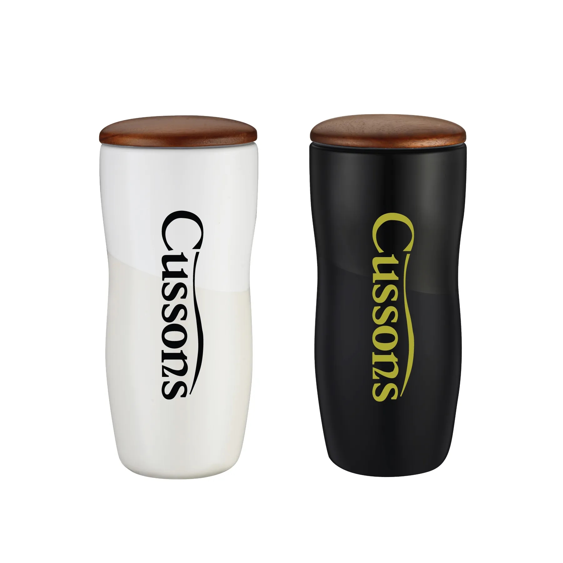 12oz Double Wall Ceramic Tumbler w/ Wood Lid