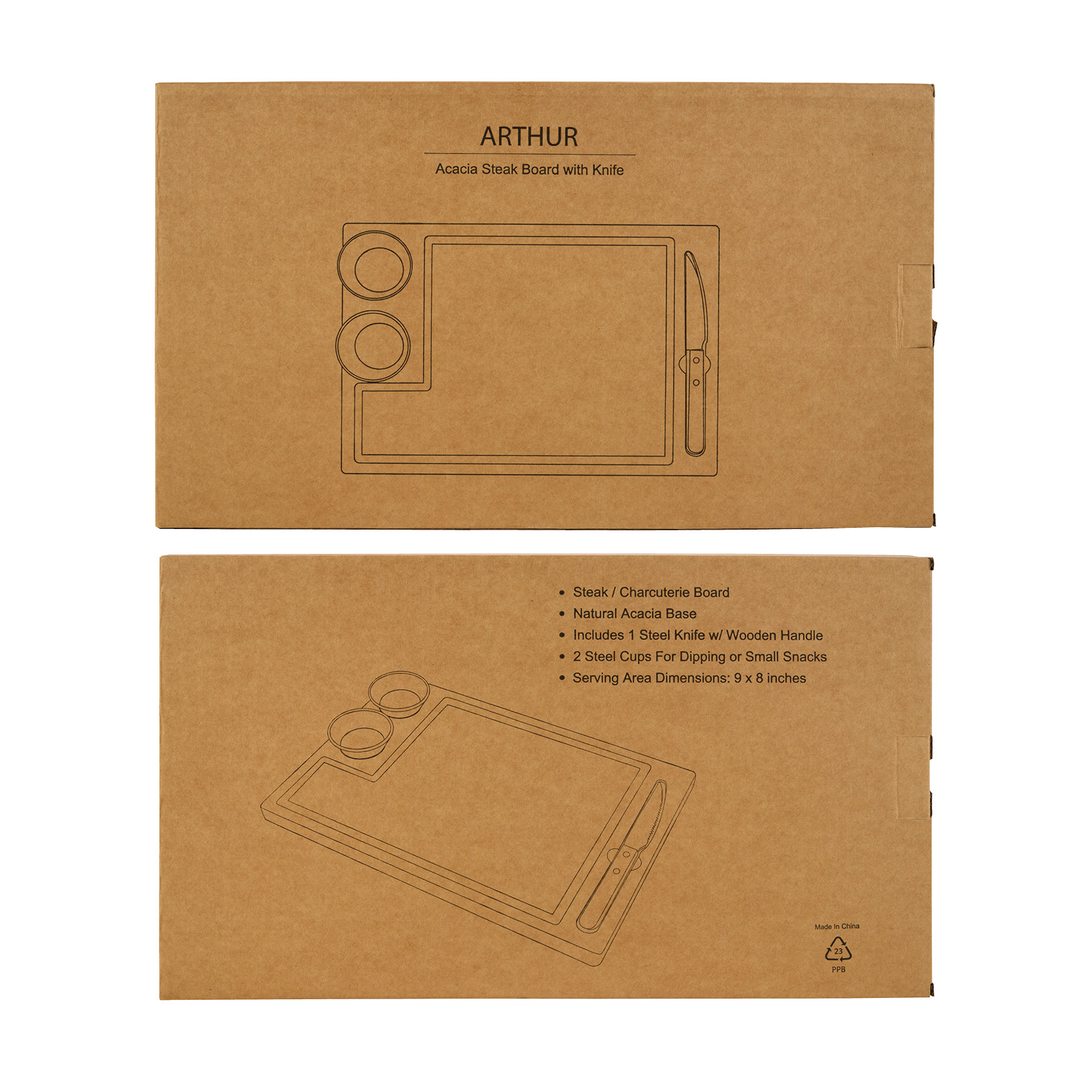 Arthur 4-Piece Acacia Wood Steak Board 15