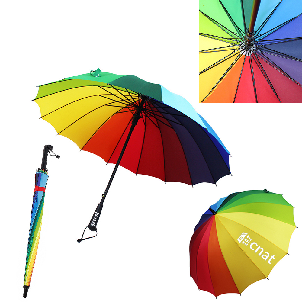 16 Bone Creative automatic Rainbow Umbrella Long Handle Umbrella 2