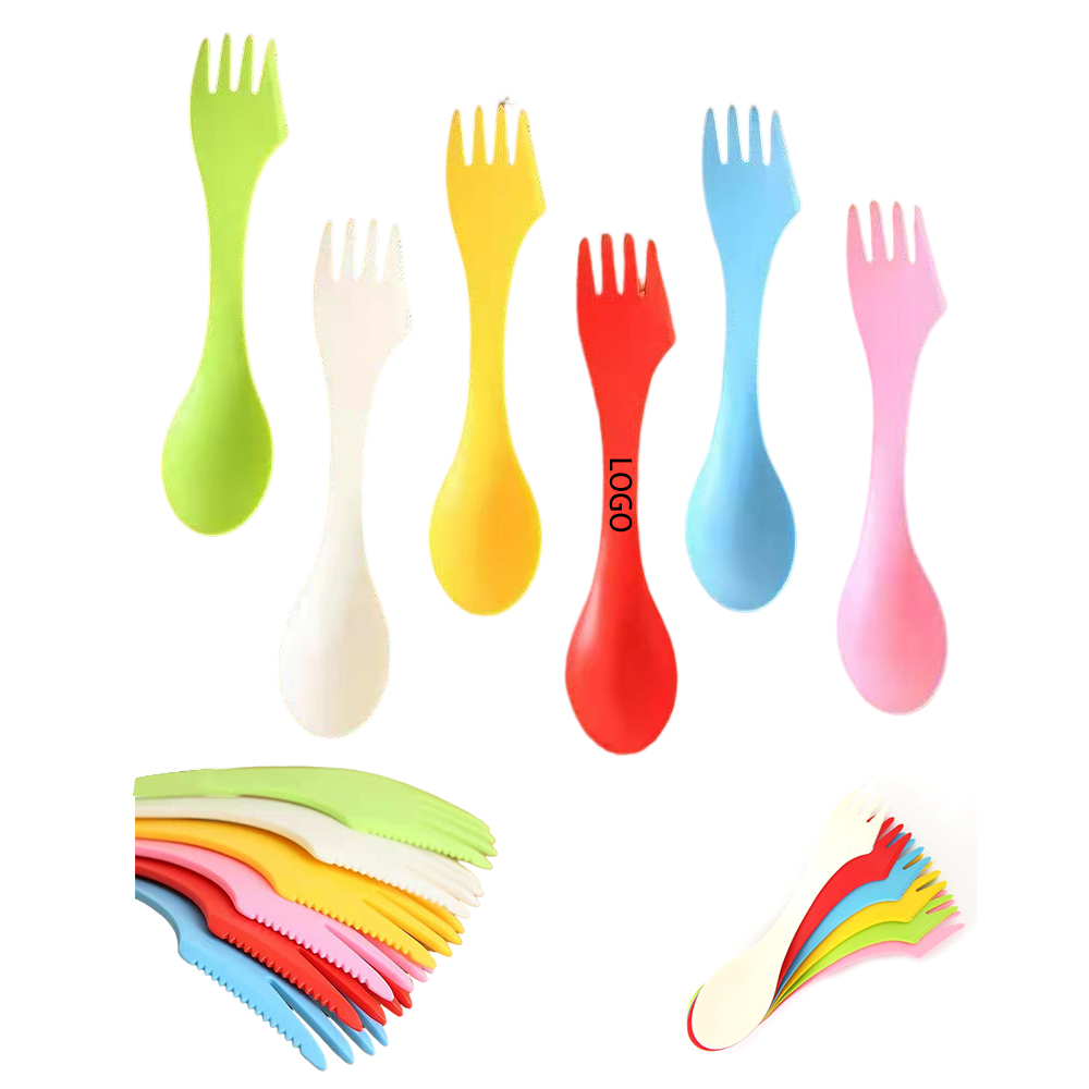 7" x 1.375" Multi-Functional Plastic Spoon Fork Knife 3 In 1 2