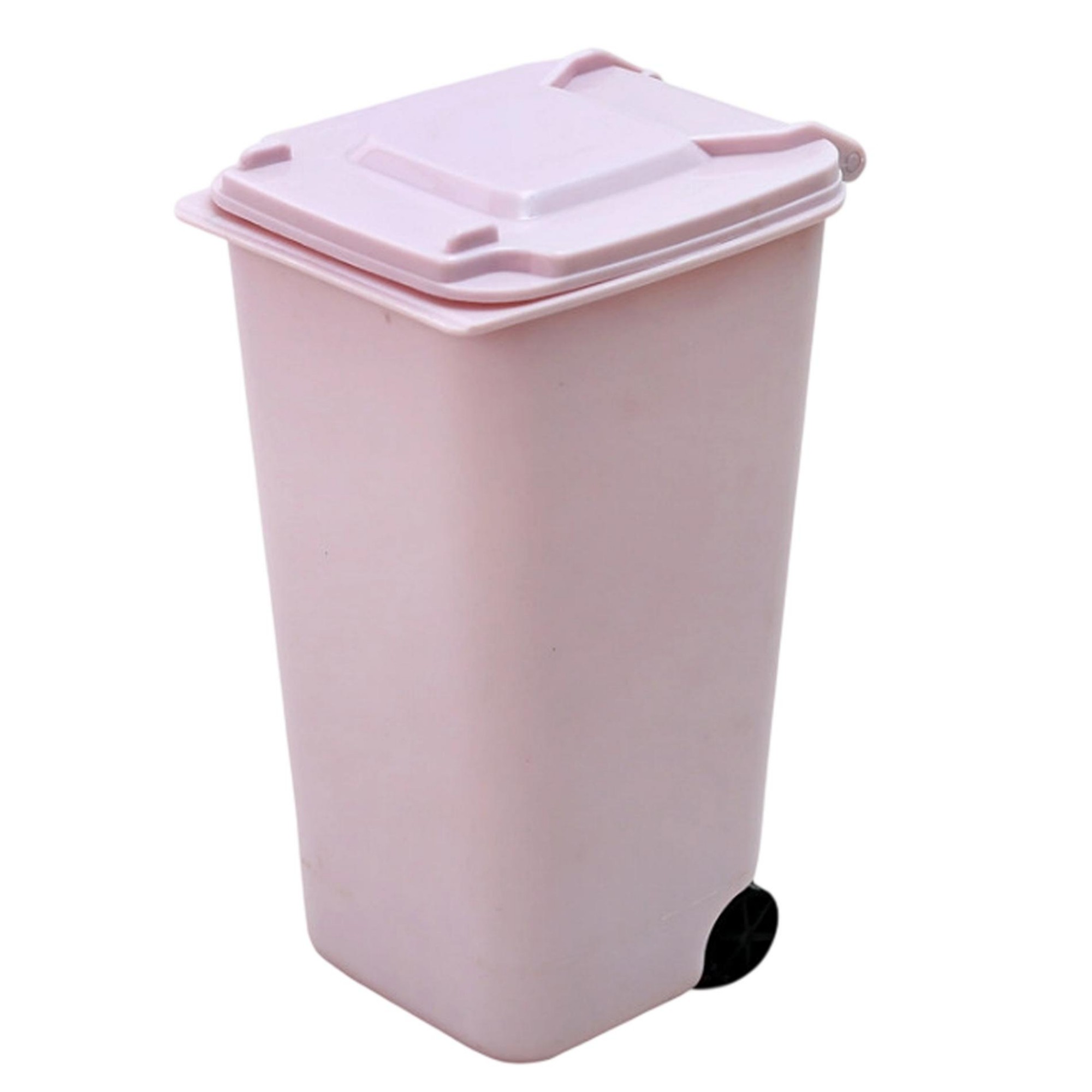 PP Plastic Mini Trash Bin Shaped Pen Holder With Lid 4