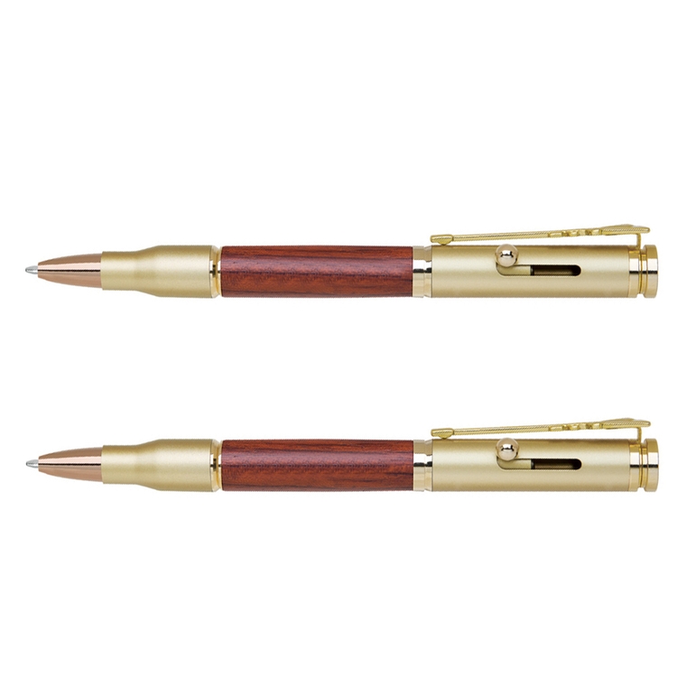 Bullet Brass Ball Point Pen (Rosewood/Satin Gold/ Gold Acce 4