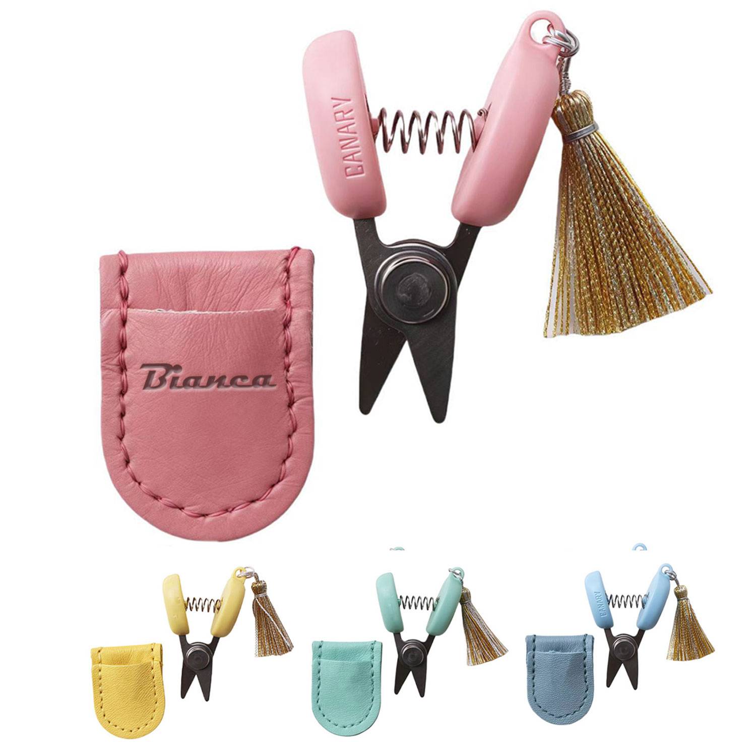 Mini Portable Scissors with Stylish Leather Pouch