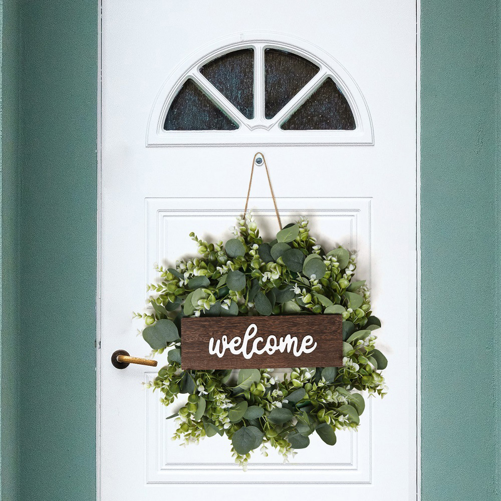 35cm Thanksgiving Eucalyptus Leaf Wreath Door Decoration 2