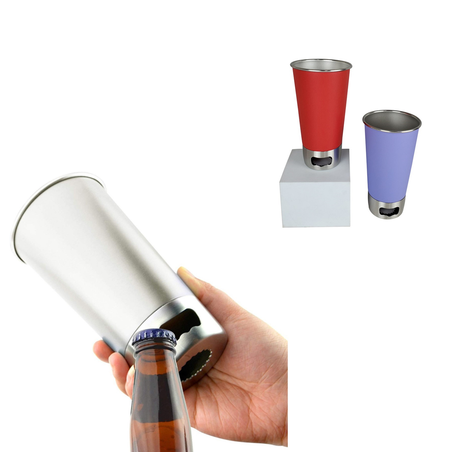 Stainless Steel Cup with Bottle Opener 2
