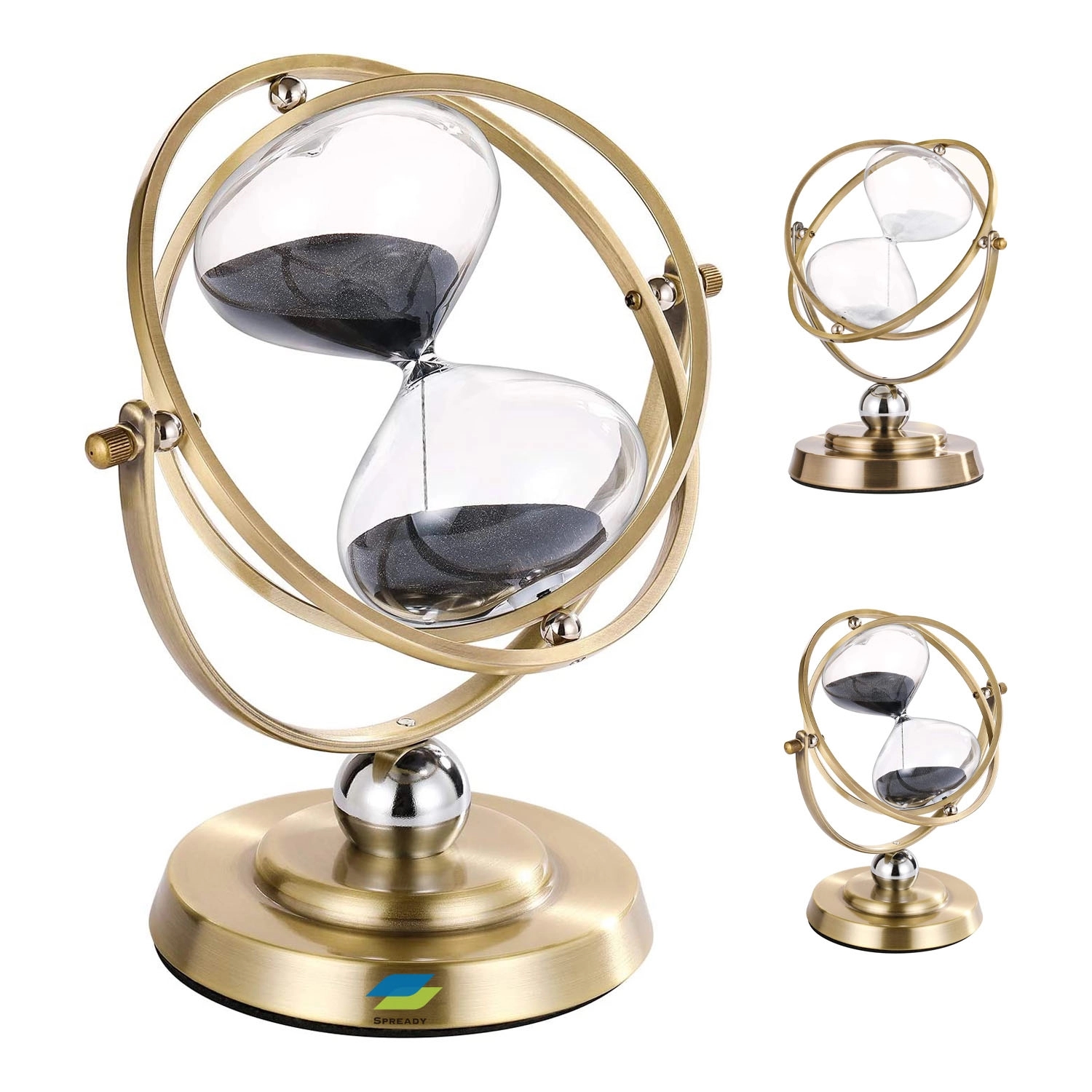 Brass Hourglass 60 Minute Vintage Metal Sand Timer 1