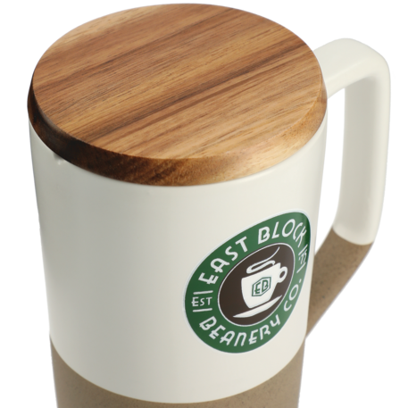 Tahoe Tea & Coffee Ceramic Mug with Wood Lid 16oz 22