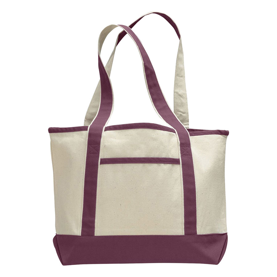 12 oz Cotton Canvas Boat Tote Bag - 18.5"W x12"H x 5.5"D x 8