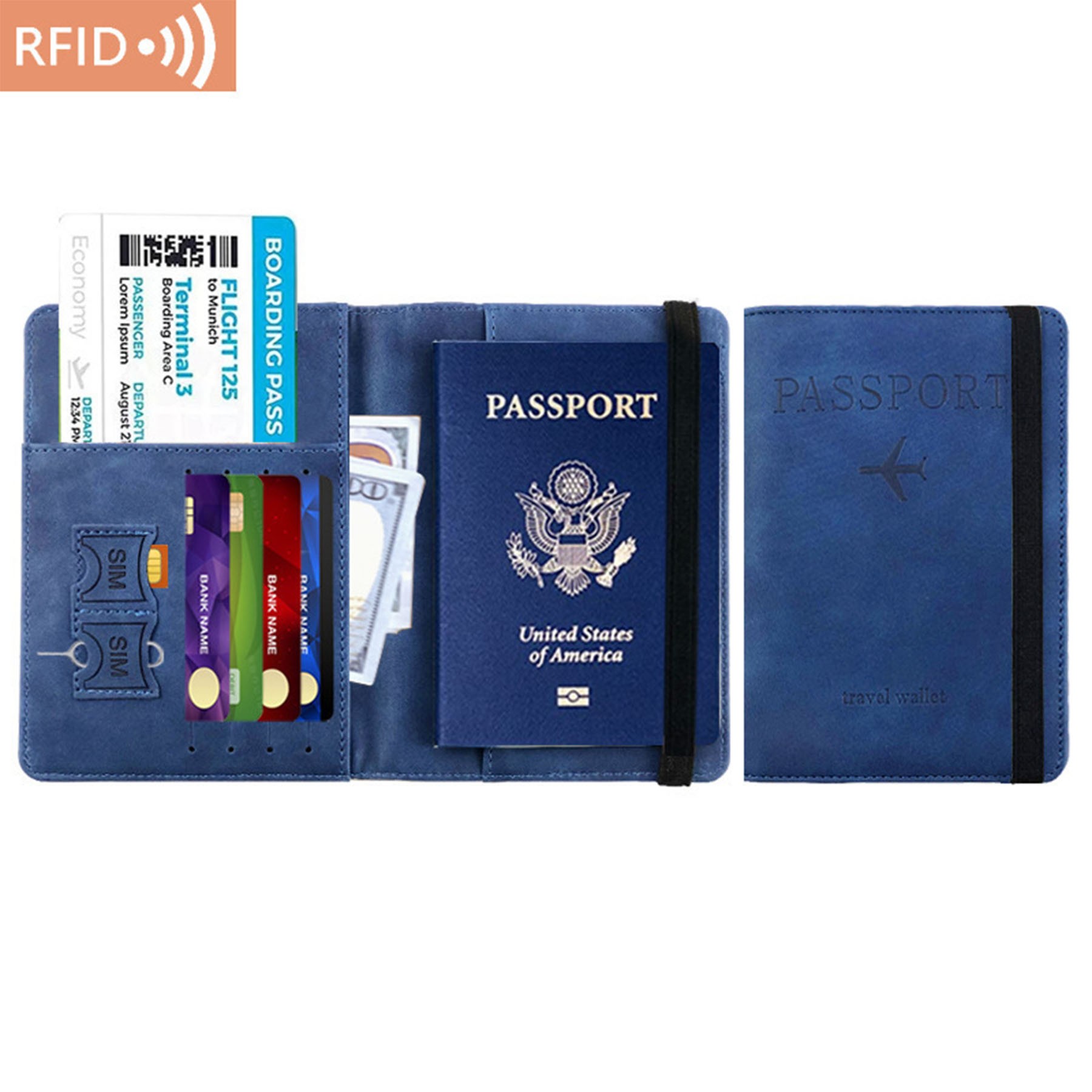 RFID Passport Holder Travel Wallet W/ Band 2