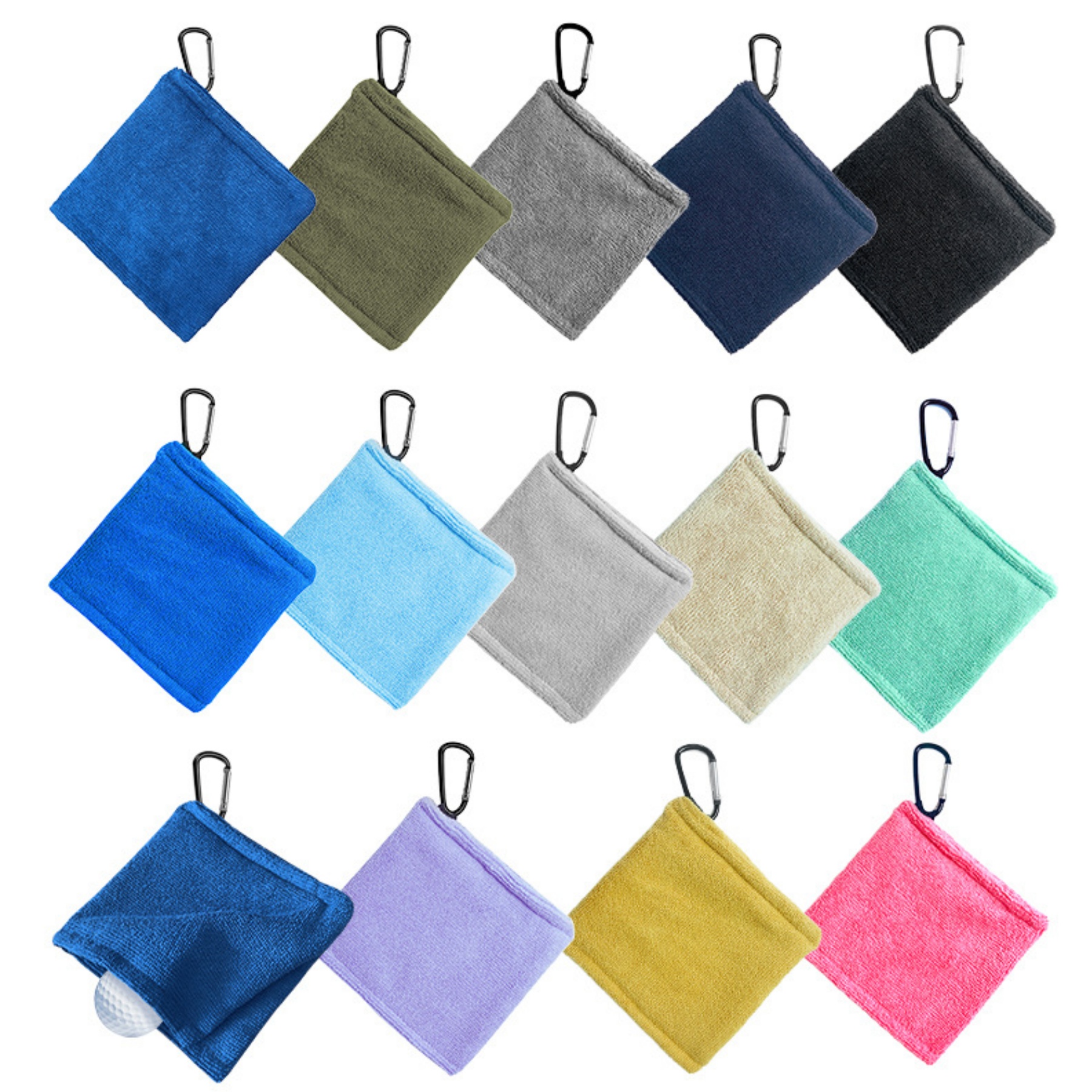 Golf Ball Pocket Cleaning Towel With Carabiner 4