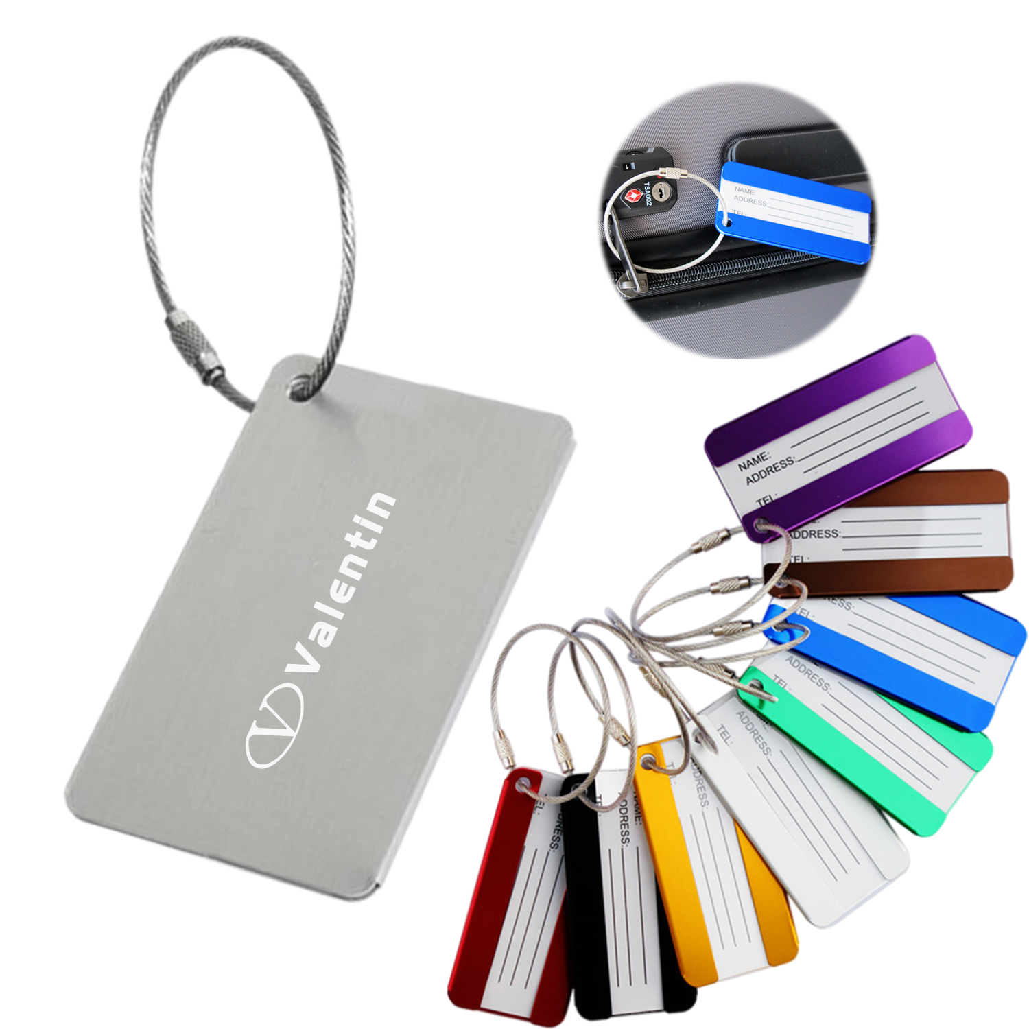Square Aluminum Alloy Travel Luggage Tag 3