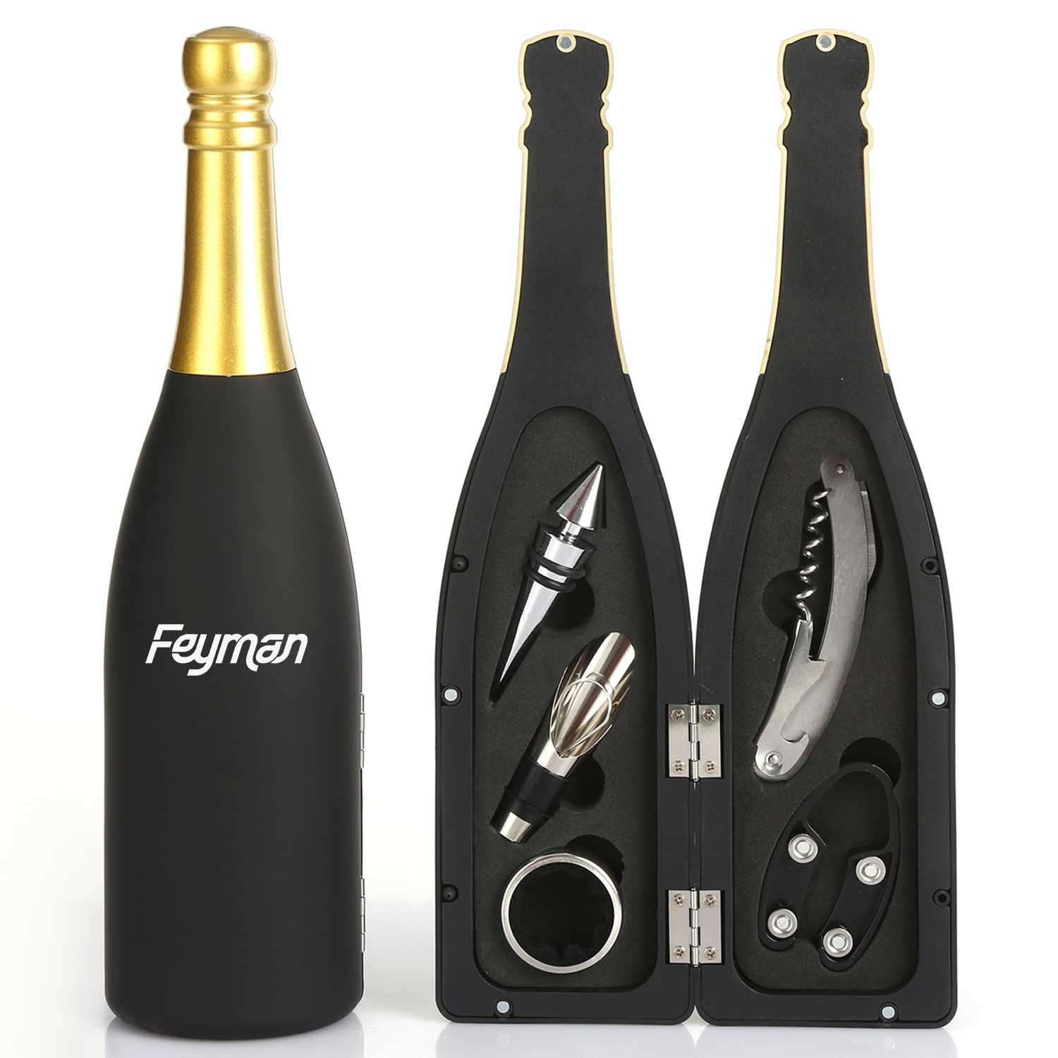 5 Pcs Bottle Shape Wine Opener Tools Set, custom bottle opener with logo imprint 2