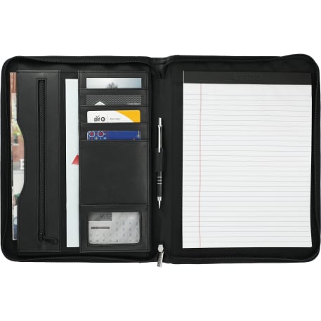 FSC® Mix Millennium Leather Zippered Padfolio 18