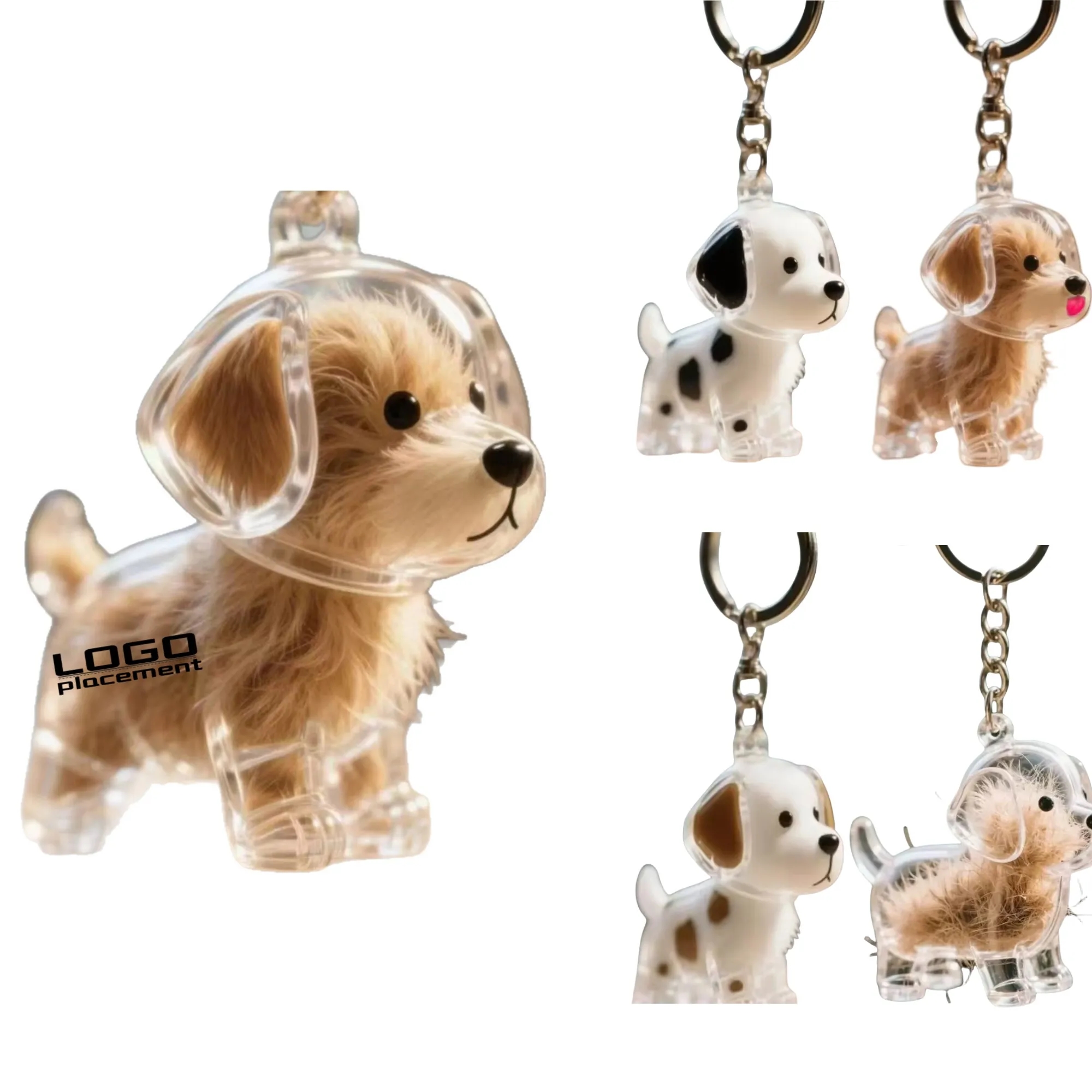 Pet Hair Storage Case Keychain, Clear Case, Promotional Gift