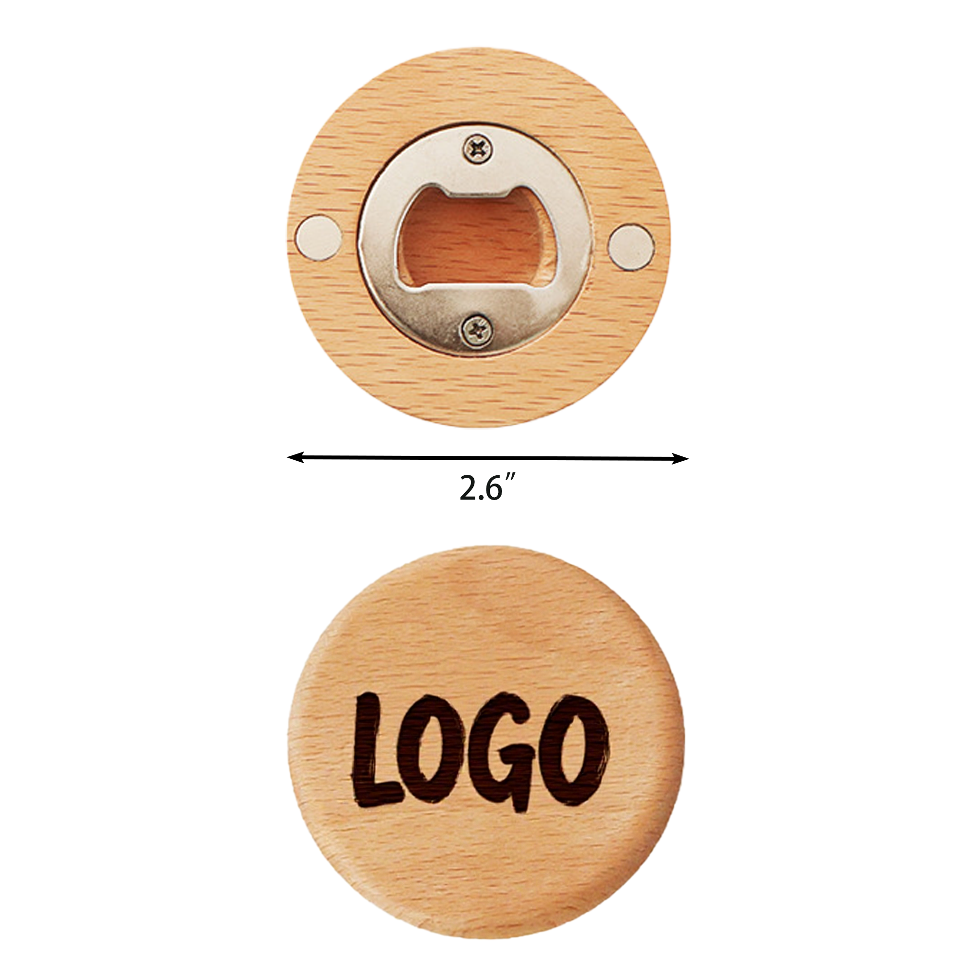 Wooden Round Beer Bottle Opener 3