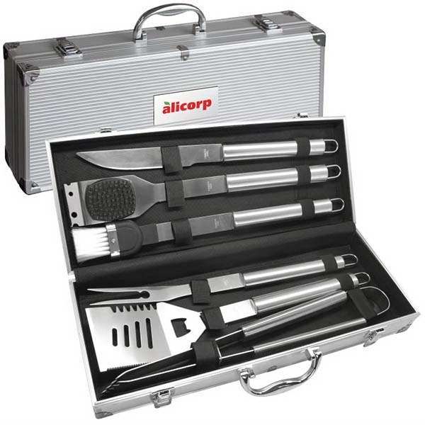 Deluxe 6 pc BBQ Tool Set, custom BBQ set with logo imprint 3